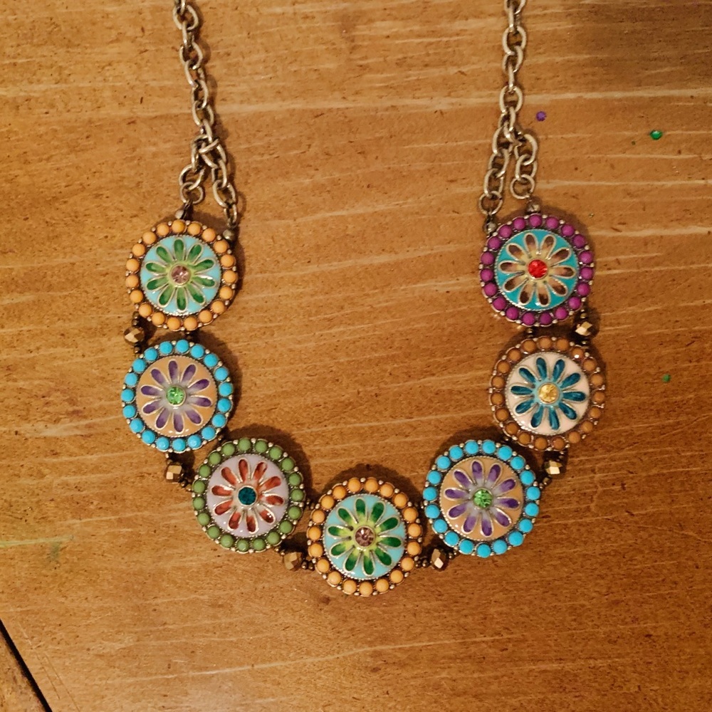Colorful Rustic flower necklace